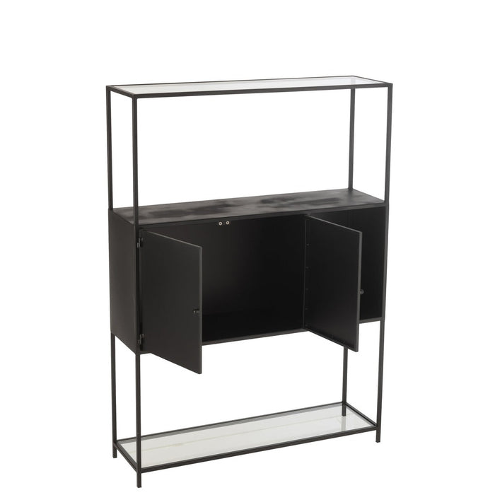 Shelf Rectangle Metaal | Glass Zwart-Vakkenkasten-J-Line