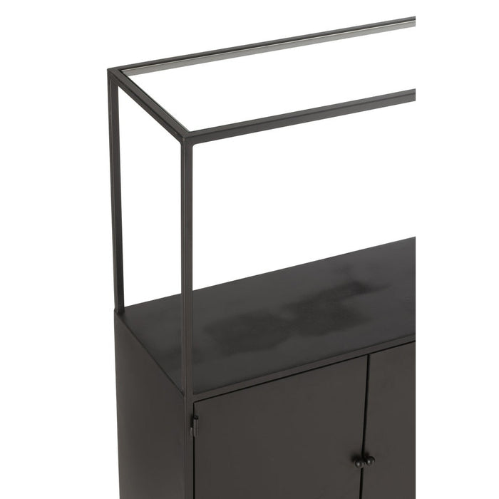 Shelf Rectangle Metaal | Glass Zwart-Vakkenkasten-J-Line