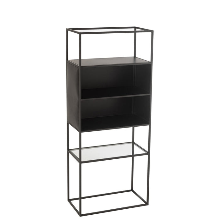 Shelf Rectangle Metaal | Glass Zwart-Vakkenkasten-J-Line