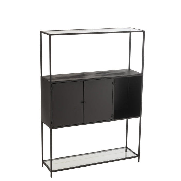 Shelf Rectangle Metaal | Glass Zwart-Vakkenkasten-J-Line