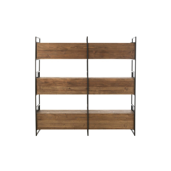 Shelf Rustik Recycled Hout | Metaal Zwart | Natuurlijk Large-Vakkenkasten-J-Line