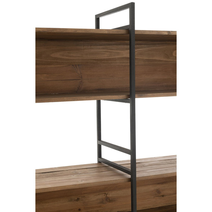 Shelf Rustik Recycled Hout | Metaal Zwart | Natuurlijk Large-Vakkenkasten-J-Line