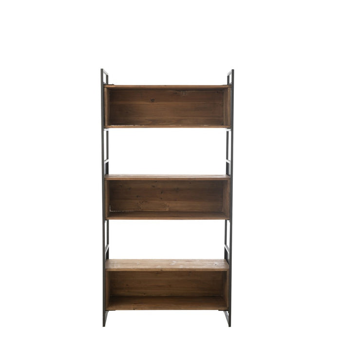 Shelf Rustik Recycled Hout | Metaal Zwart | Natuurlijk Small-Vakkenkasten-J-Line