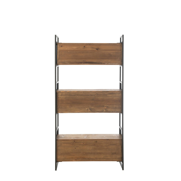 Shelf Rustik Recycled Hout | Metaal Zwart | Natuurlijk Small-Vakkenkasten-J-Line