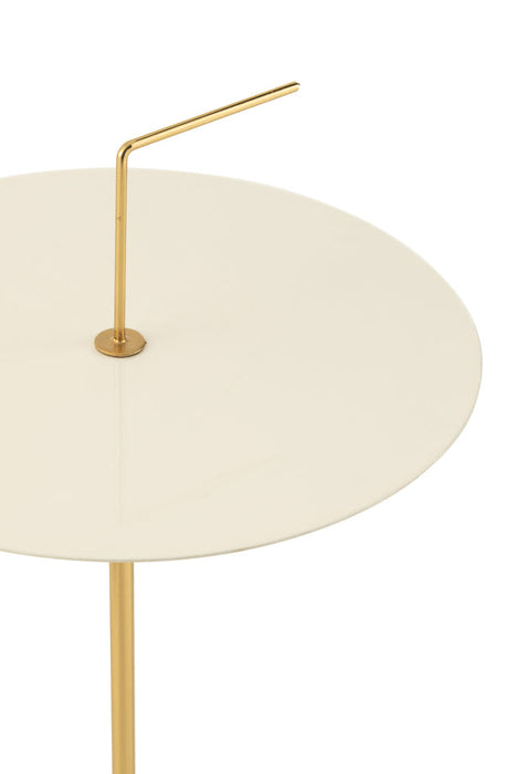 Side Table Disk Metal White/Gold-Bijzettafels-J-Line