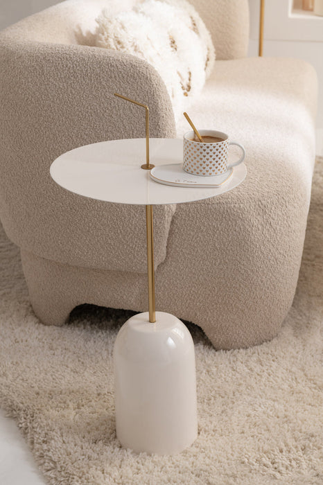 Side Table Disk Metal White/Gold-Bijzettafels-J-Line