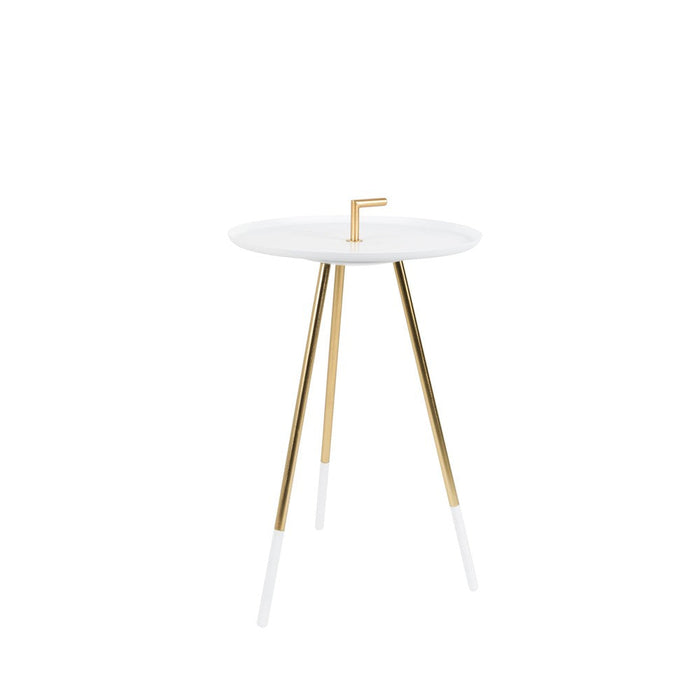 Side Table Rumbi | Wit | met gouden poten-Bijzettafels-Creating Home