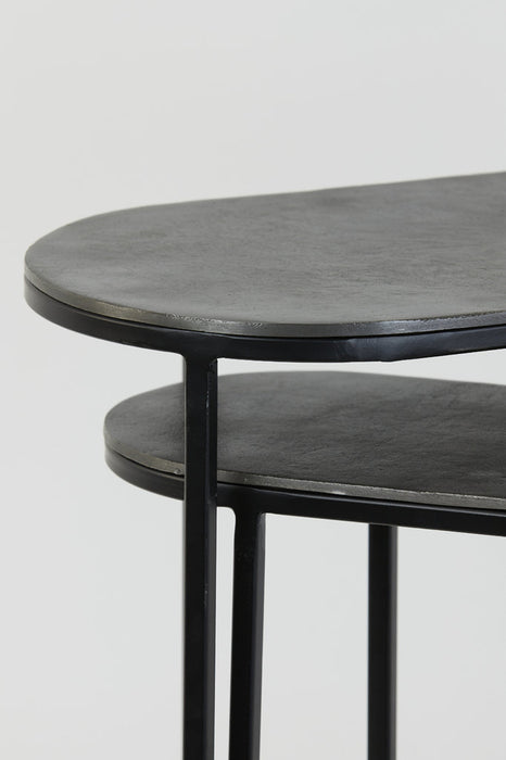 Side table S/2 max 53x26x53 cm BOCOV antique lead-black-Bijzettafels-Light & Living