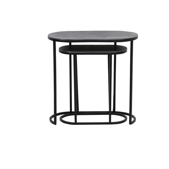 Side table S/2 max 53x26x53 cm BOCOV antique lead-black-Bijzettafels-Light & Living