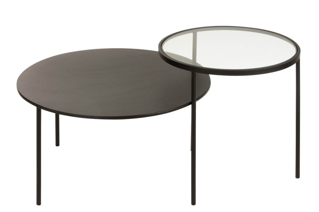 Sidetable 2 Level Metal/Glass Black Large-Bijzettafels-J-Line