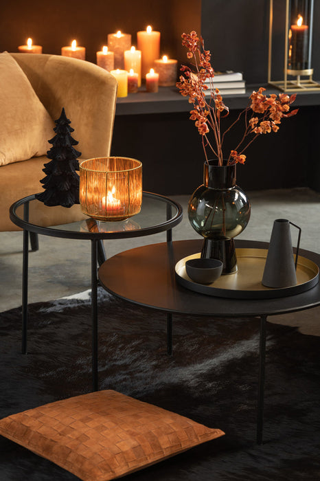 Sidetable 2 Level Metal/Glass Black Large-Bijzettafels-J-Line