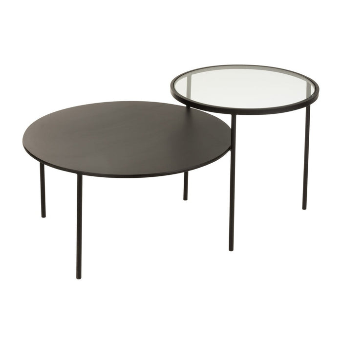 Sidetable 2 Level Metal/Glass Black Large-Bijzettafels-J-Line