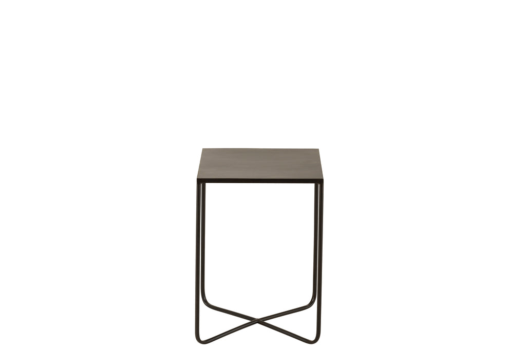 Sidetable Cross Frame Metal Black-Bijzettafels-J-Line