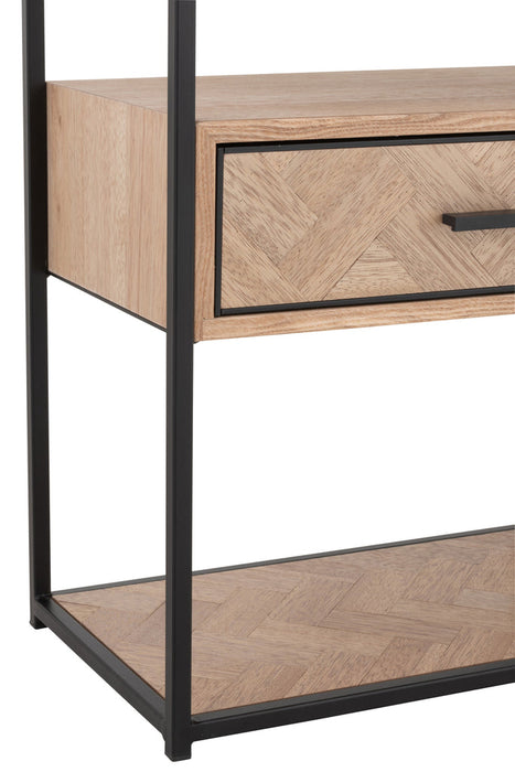 Sidetable Zigzag 1 Drawer Wood/Metal Natural/Black-Bijzettafels-J-Line