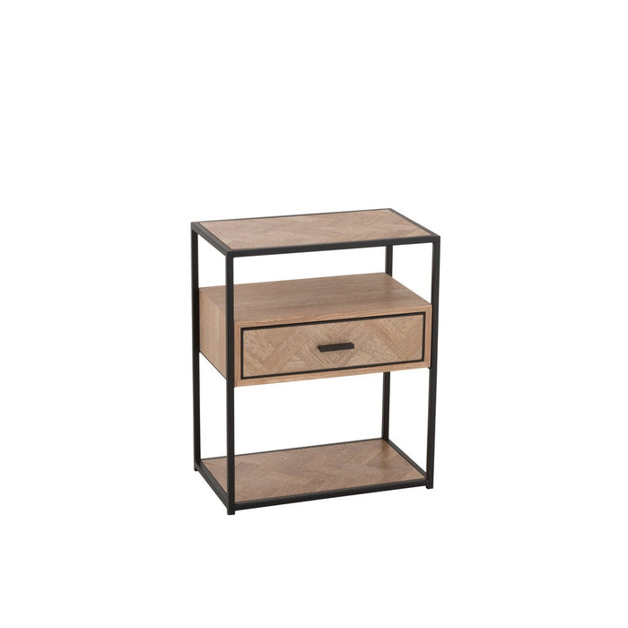 Sidetable Zigzag 1 Drawer Wood/Metal Natural/Black-Bijzettafels-J-Line