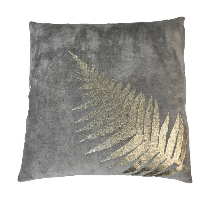 Sierkussen met print - 45x45 - Lichtgrijs/goud - Velvet-Decoratief kussen-HSM Collection