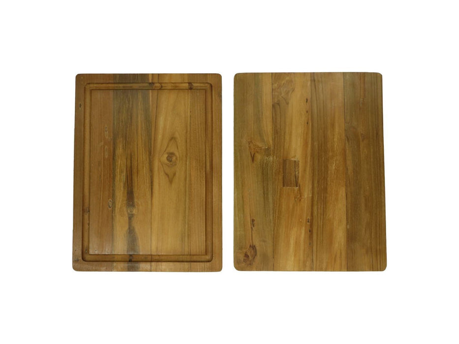 Snijplank naturel met groef - 35x25x3 - Naturel - Oud Teakhout-Keukenaccessoire-HSM Collection