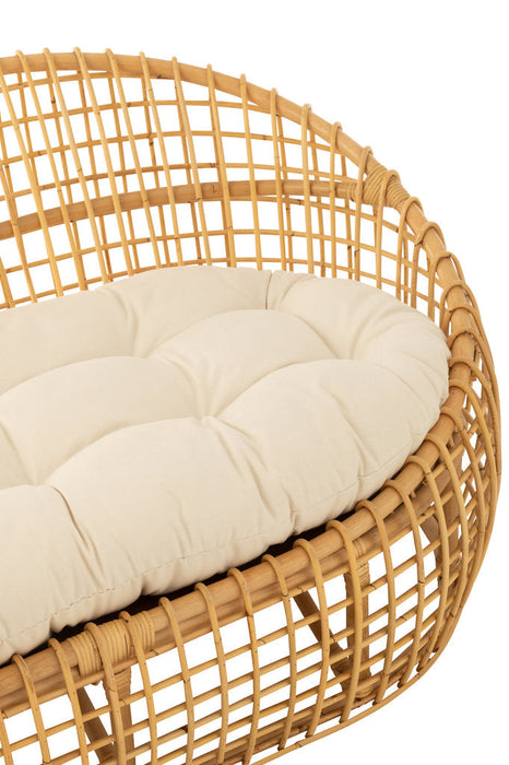 Sofa Lise+Cushion 2 Person Rattan/Textile Natural/White-2-Zitsbanken-J-Line