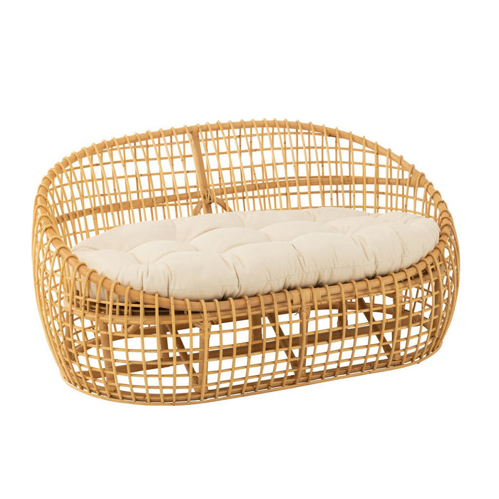 Sofa Lise+Cushion 2 Person Rattan/Textile Natural/White-2-Zitsbanken-J-Line