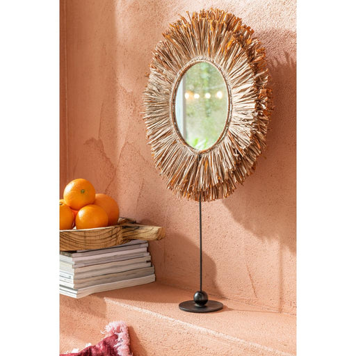 Spiegel Bruin Mirror Rond 9x41 cm-Spiegels-J-Line