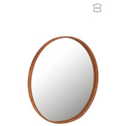Spiegel Cognac Leer Rond 60 cm 60x60x3.5 cm-Spiegels-J-Line