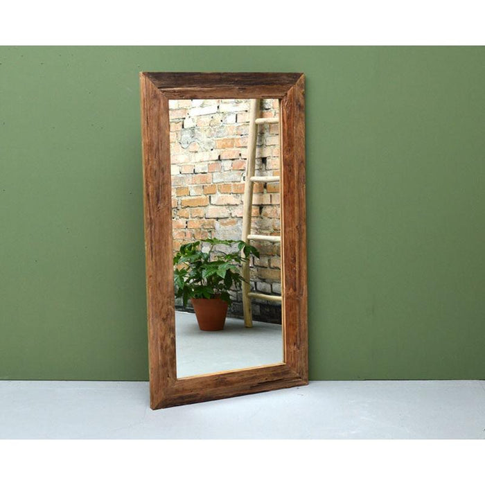 Spiegel Erosie Teakhout Naturel hout 80x4 cm 10630-Spiegels-Livingfurn