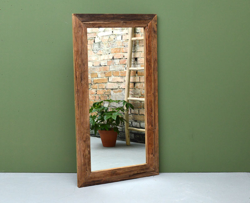 Spiegel Erosie Teakhout Naturel hout 80x4 cm-Spiegels-Livingfurn