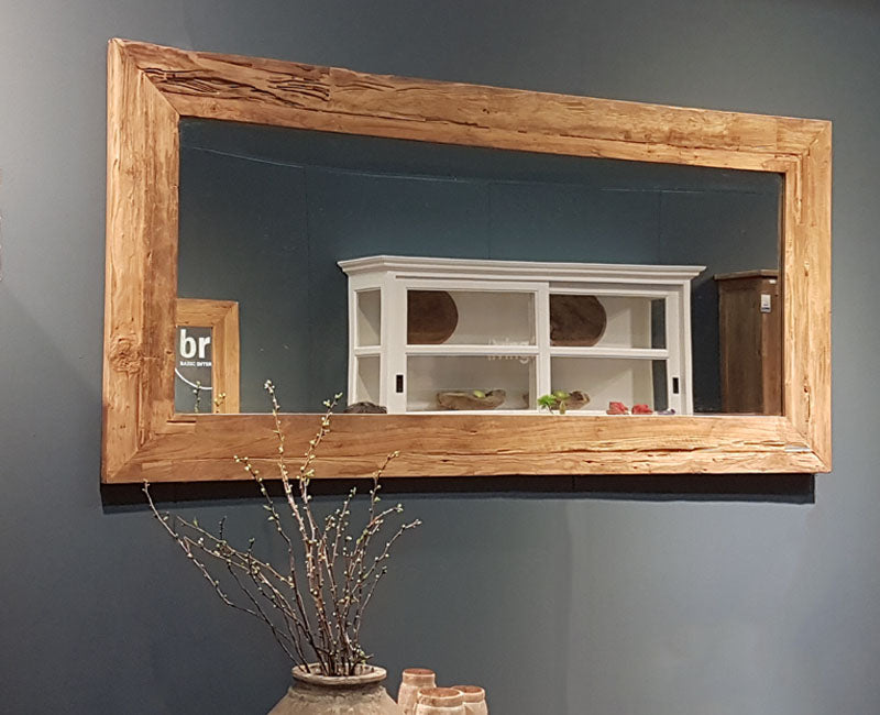 Spiegel Erosie Teakhout Naturel hout 80x4 cm-Spiegels-Livingfurn