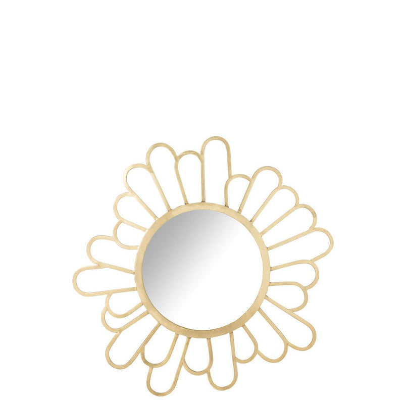Spiegel Flower Metaal/Spiegel Goud 3x90x90 cm-Spiegels-J-Line