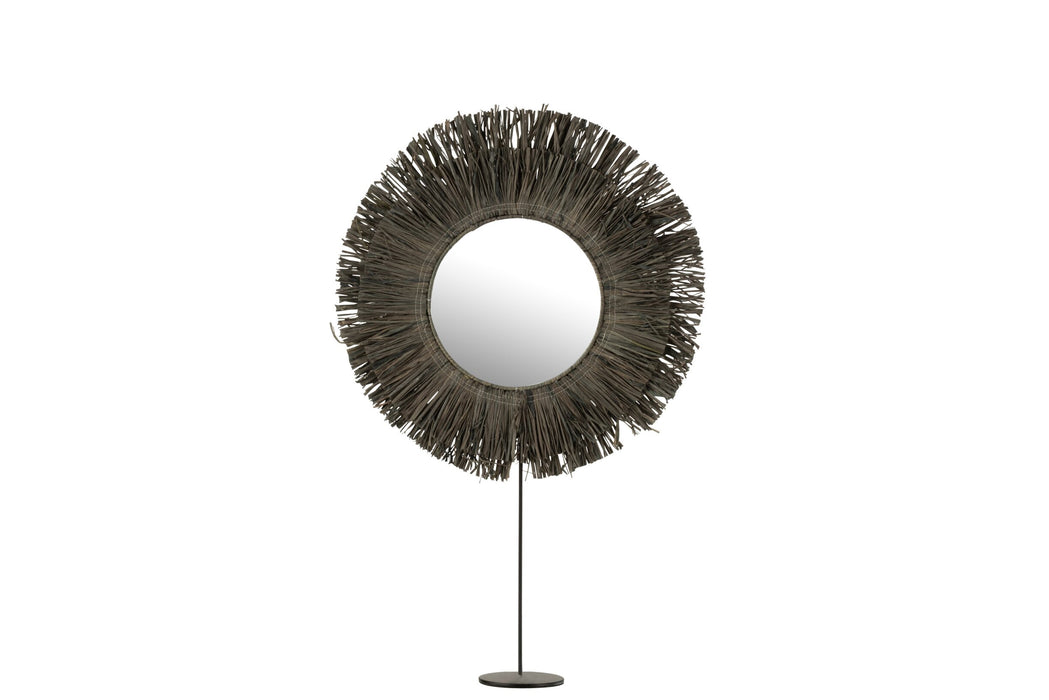 Spiegel Grijs Metaal Rond 9x41 cm-Spiegels-J-Line
