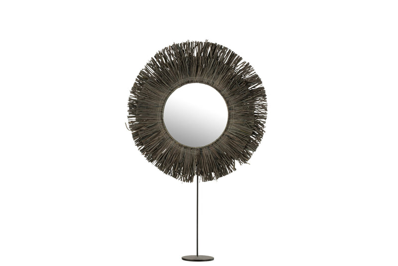 Spiegel Grijs Metaal Rond 9x41 cm-Spiegels-J-Line