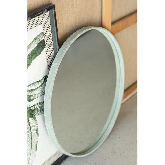 Spiegel Groen Leer Rond 60 cm 60x60x3.5 cm-Spiegels-J-Line
