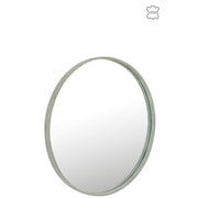 Spiegel Groen Leer Rond 60 cm 60x60x3.5 cm-Spiegels-J-Line