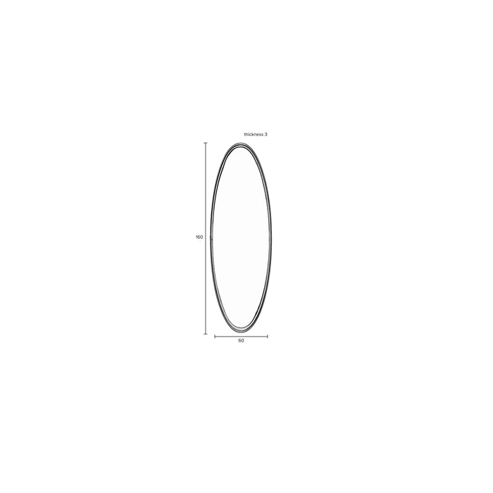 Spiegel Matz Oval L Metaal Zwart 60x160 cm