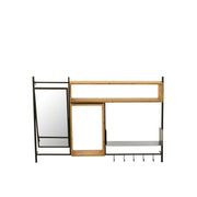 Spiegel Muur Kapstok Met Spiegel Tina Hout/Ijzer Zwart/Naturel 20-Spiegels-J-Line