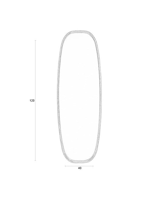 Spiegel Nyko L Rubber hout Beige 120x40 cm-Spiegels-Creating Home