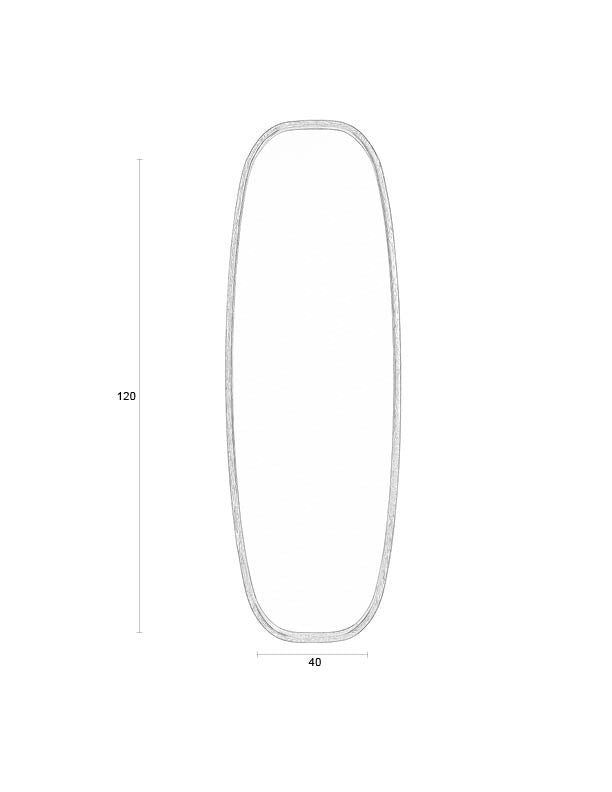 Spiegel Nyko L Rubber hout Beige 120x40 cm-Spiegels-Creating Home