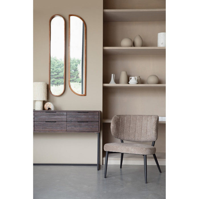 Spiegel Nyko Oval Rubber hout Beige 120x24 cm-Spiegels-Creating Home