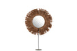 Spiegel Op voet rond riet raffia bruin-Spiegels-J-Line