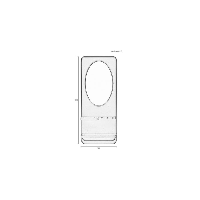 Spiegel Shelf Pascal L Metaal Zwart 53x108 cm