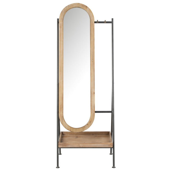 Spiegel Standing + Shelf Metaal | Hout Brown-Spiegels-J-Line