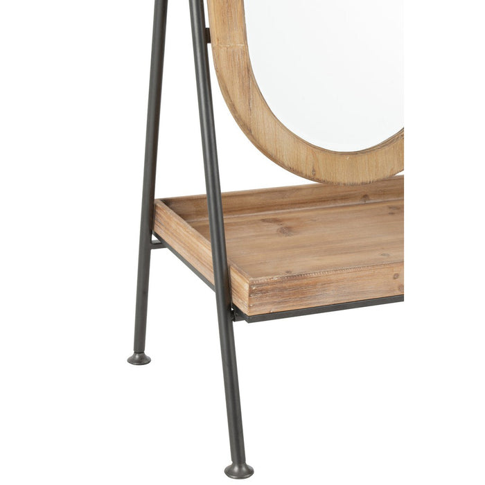 Spiegel Standing + Shelf Metaal | Hout Brown-Spiegels-J-Line