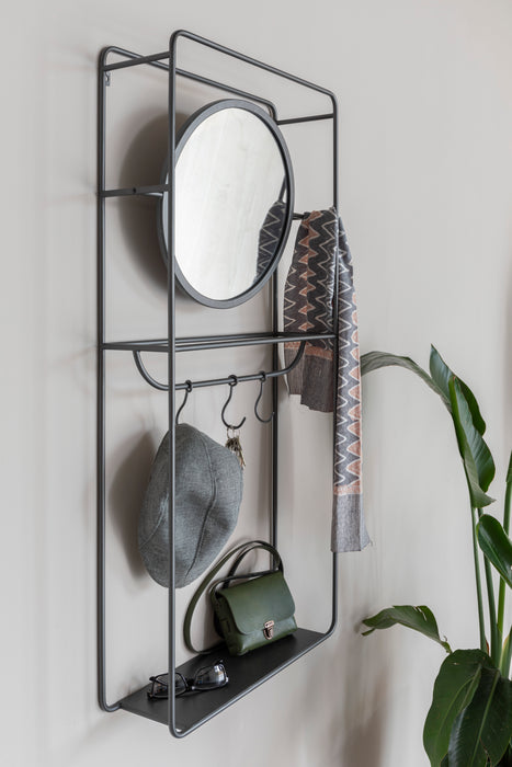 Spiegel Wall Rack Mirror Duco Metaal Zwart 50x16 cm-Spiegels-Creating Home