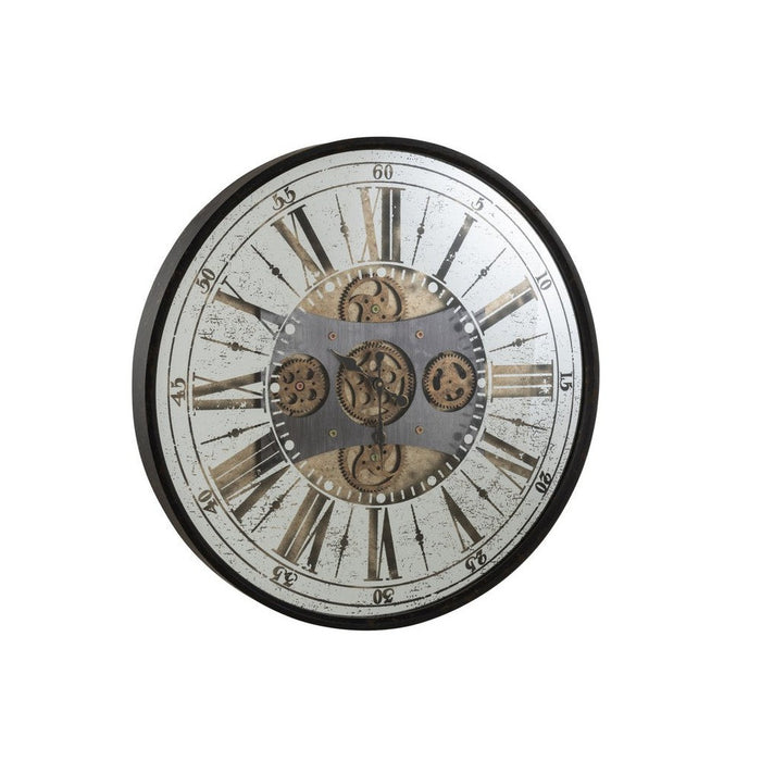 Spiegel Zwart Glas Rond 78 cm 78x78x8 cm-Klokken-J-Line