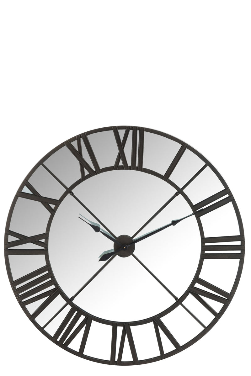 Spiegel Zwart Ijzer 123 cm 123x123x8.5 cm-Klokken-J-Line