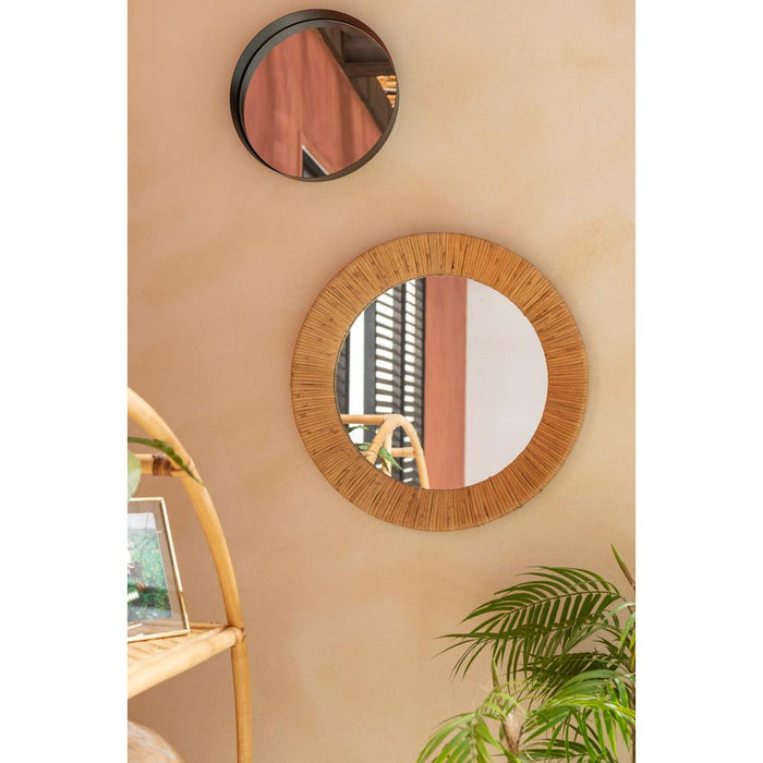 Spiegel Zwart Ijzer Rond 30 cm - Ijzer(60%),mirror(40%) - 18573-Spiegels-J-Line