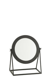 Spiegel Zwart Ijzer Rond 30 cm Zwart 30x35x15 cm-Spiegels-J-Line