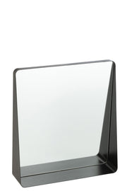 Spiegel Zwart Ijzer Vierkant 9x38 cm-Spiegels-J-Line
