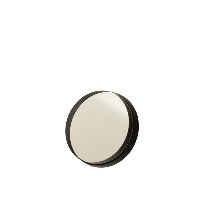 Spiegel Zwart ijzer Rond 30 cm ijzer,mirror 30x30x5 cm-Spiegels-J-Line