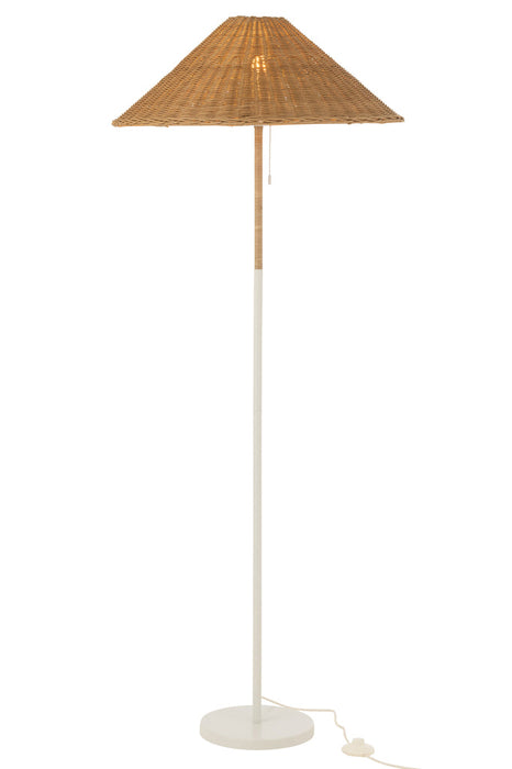 Staande Lamp metaal/rattan wit/naturel-Vloerlampen-J-Line